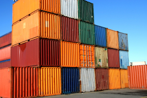 Containers Waiting To Be Loaded In An Intermodal Yard